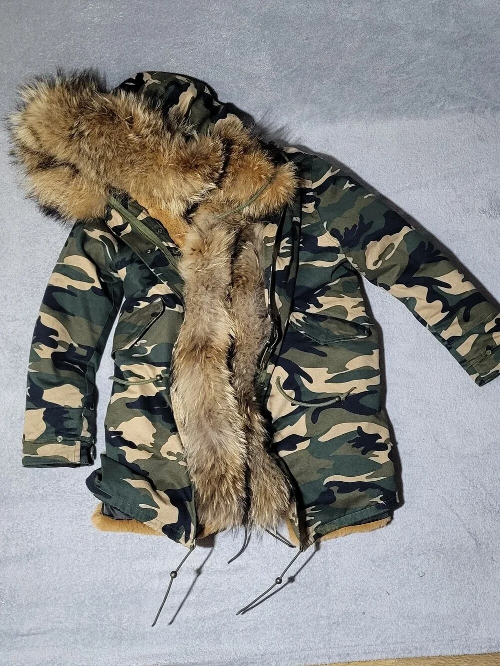 Camo Parka with Real Fur Trim